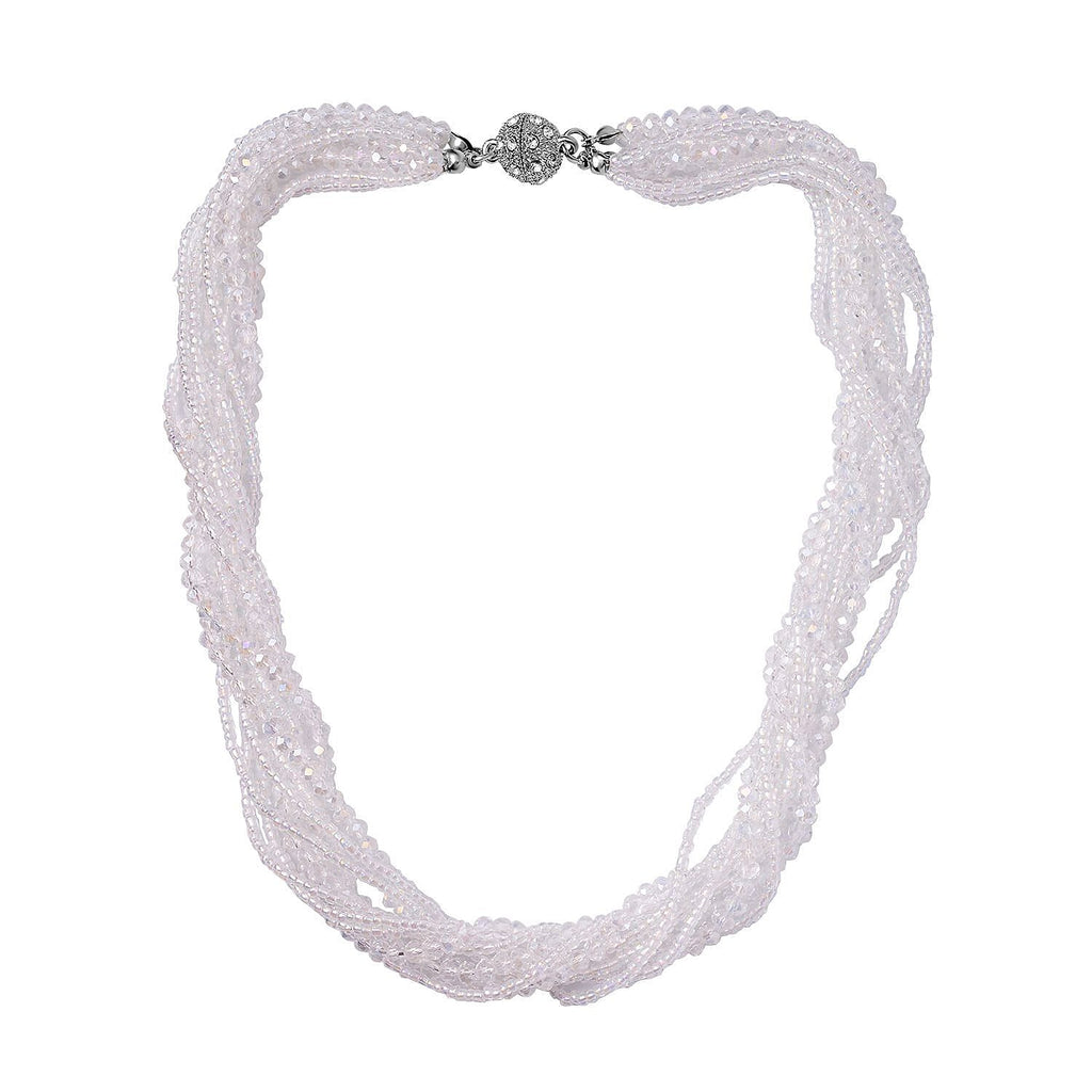 3 Piece Set - White Austrian Crystal Necklace (Size 18 & 16) and Earrings