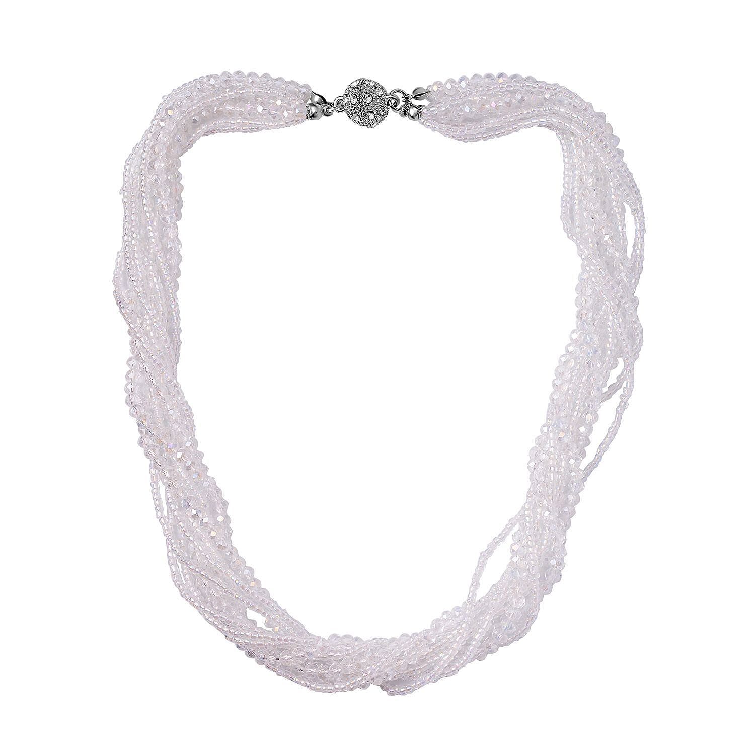 3 Piece Set - White Austrian Crystal Necklace (Size 18 &amp; 16) and Earrings 4227185 3
