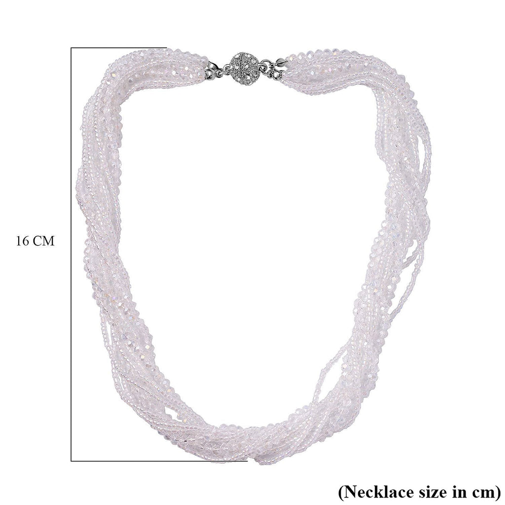 3 Piece Set - White Austrian Crystal Necklace (Size 18 & 16) and Earrings