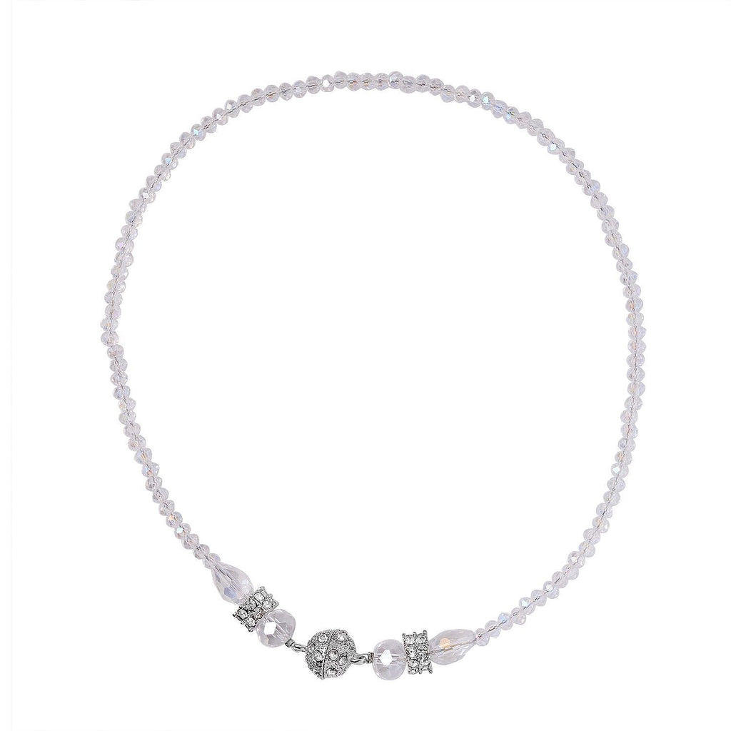 3 Piece Set - White Austrian Crystal Necklace (Size 18 & 16) and Earrings