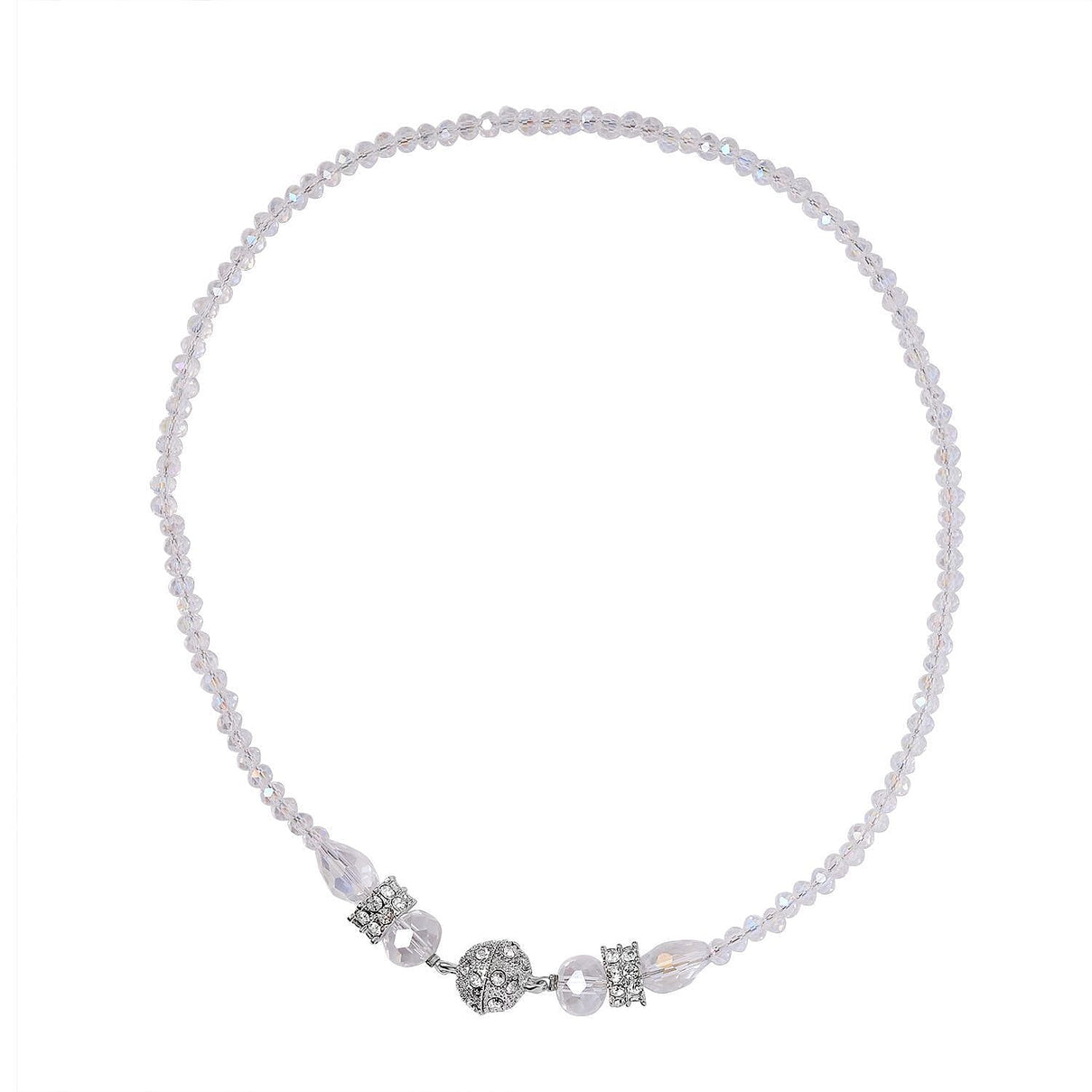 3 Piece Set - White Austrian Crystal Necklace (Size 18 &amp; 16) and Earrings 4227185 5