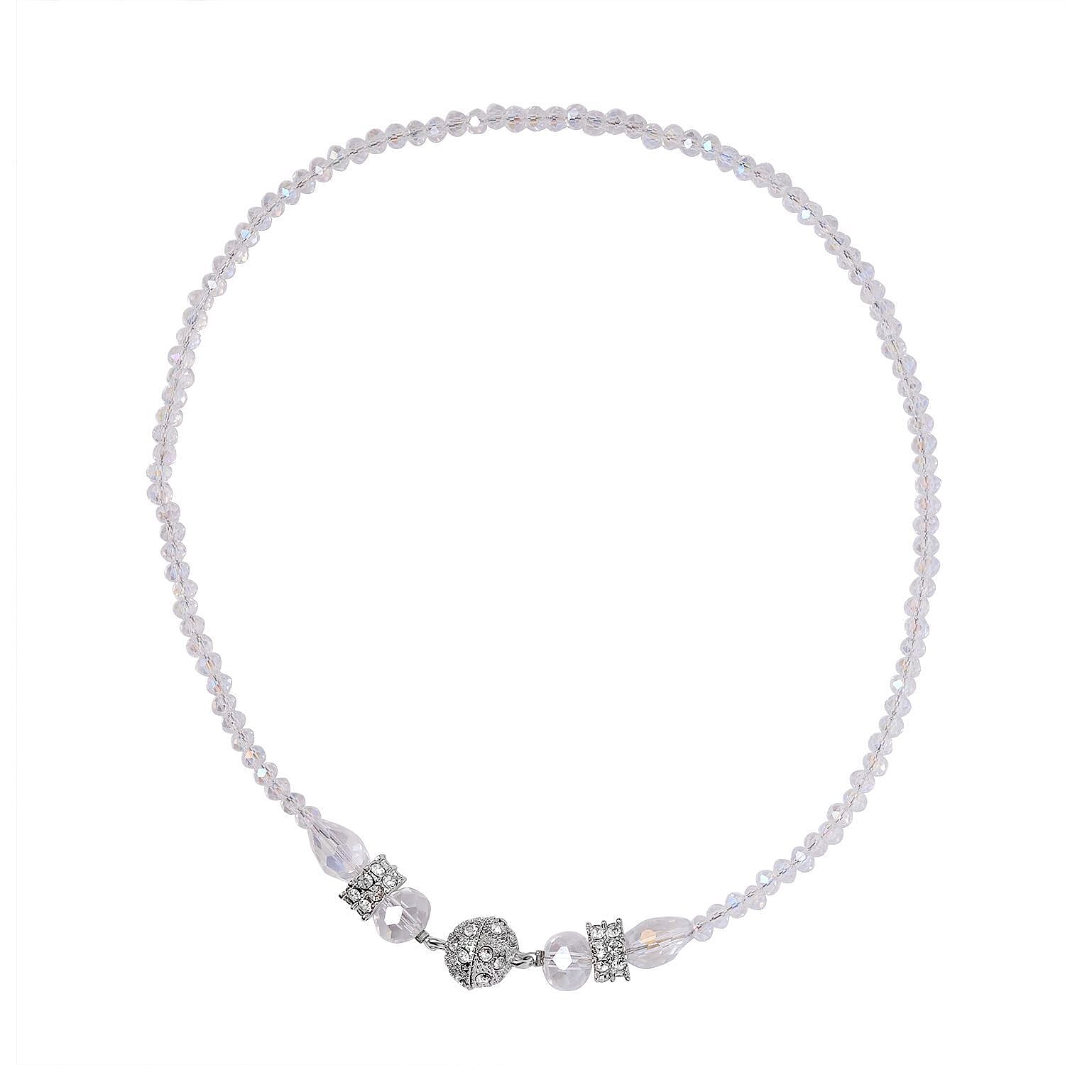 3 Piece Set - White Austrian Crystal Necklace (Size 18 &amp; 16) and Earrings 4227185 5