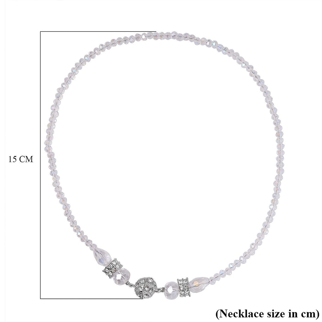 3 Piece Set - White Austrian Crystal Necklace (Size 18 & 16) and Earrings