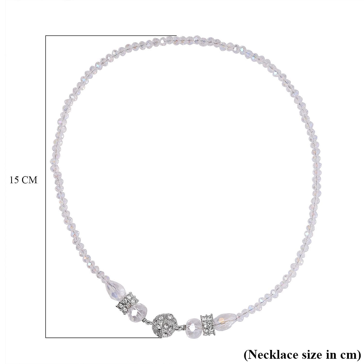 3 Piece Set - White Austrian Crystal Necklace (Size 18 &amp; 16) and Earrings 4227185 6