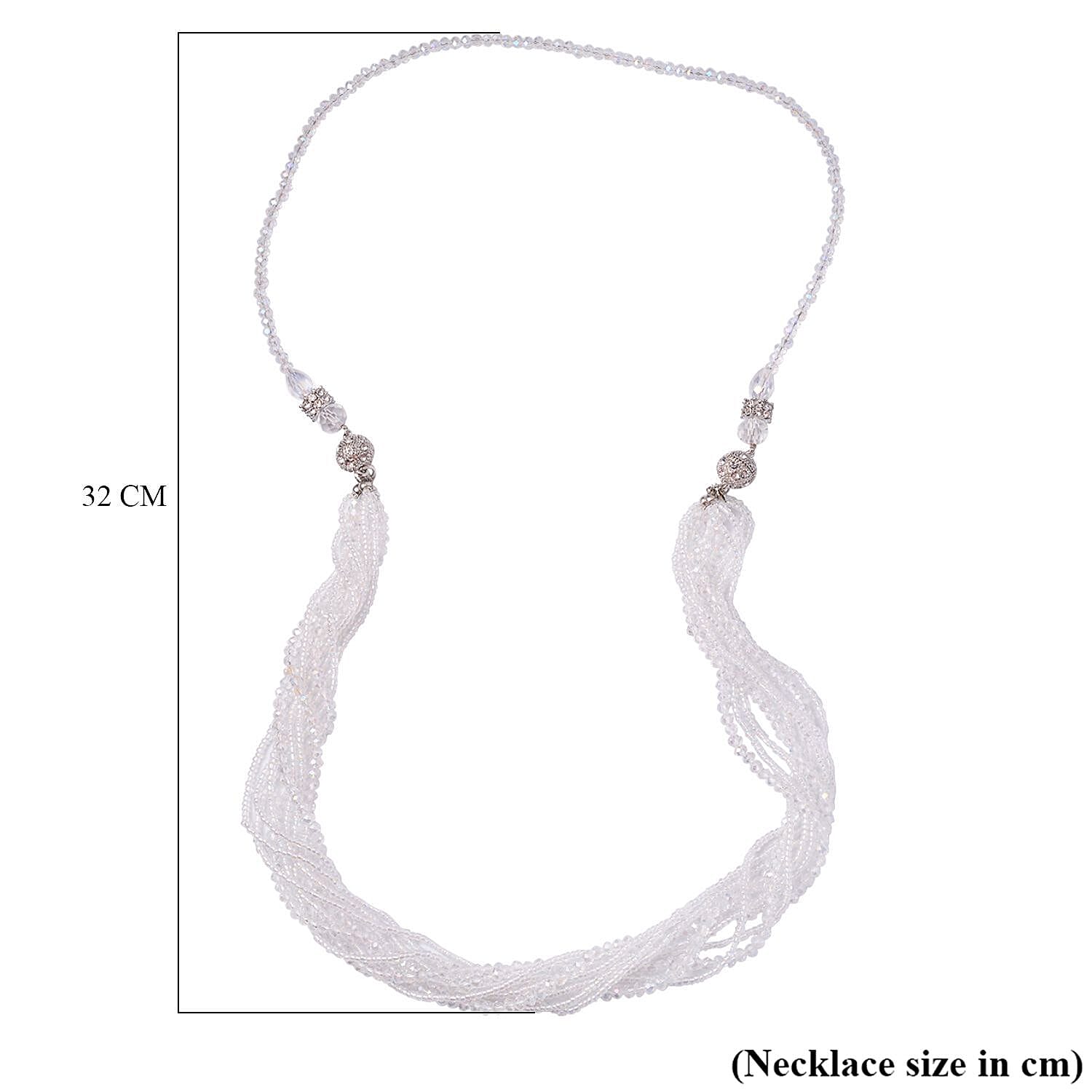 3 Piece Set - White Austrian Crystal Necklace (Size 18 &amp; 16) and Earrings 4227185 7