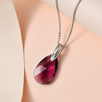 Foilback Amethyst Finest Austrian Crystal Solitaire Pendant with Chain (Size 20) in Platinum Overlay Sterling Silver
