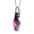 Foilback Amethyst Finest Austrian Crystal Solitaire Pendant with Chain (Size 20) in Platinum Overlay Sterling Silver