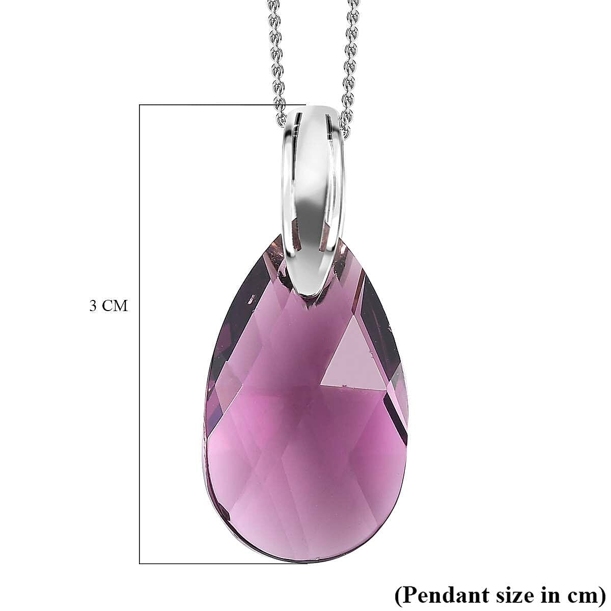 Foilback Amethyst Finest Austrian Crystal Solitaire Pendant with Chain (Size 20) in Platinum Overlay Sterling Silver 4228822 6