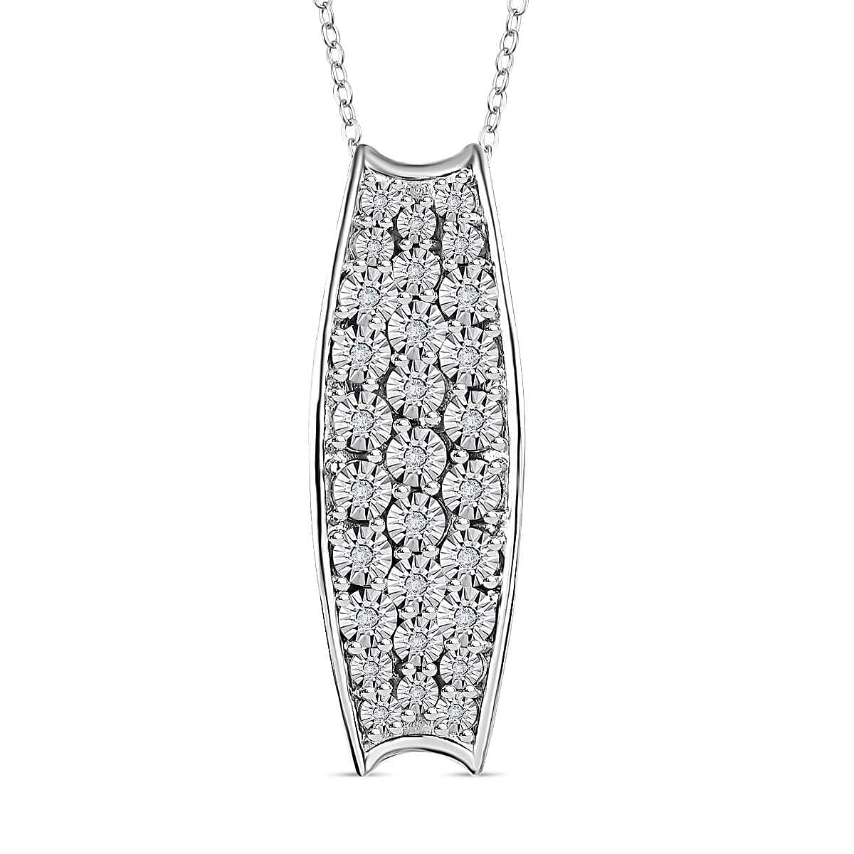 Diamond Pendant with Chain (Size 20) in Platinum Overlay Sterling Silver, Silver Wt. 5.06 Gms 4229356 0