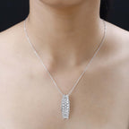 Diamond Pendant with Chain (Size 20) in Platinum Overlay Sterling Silver, Silver Wt. 5.06 Gms