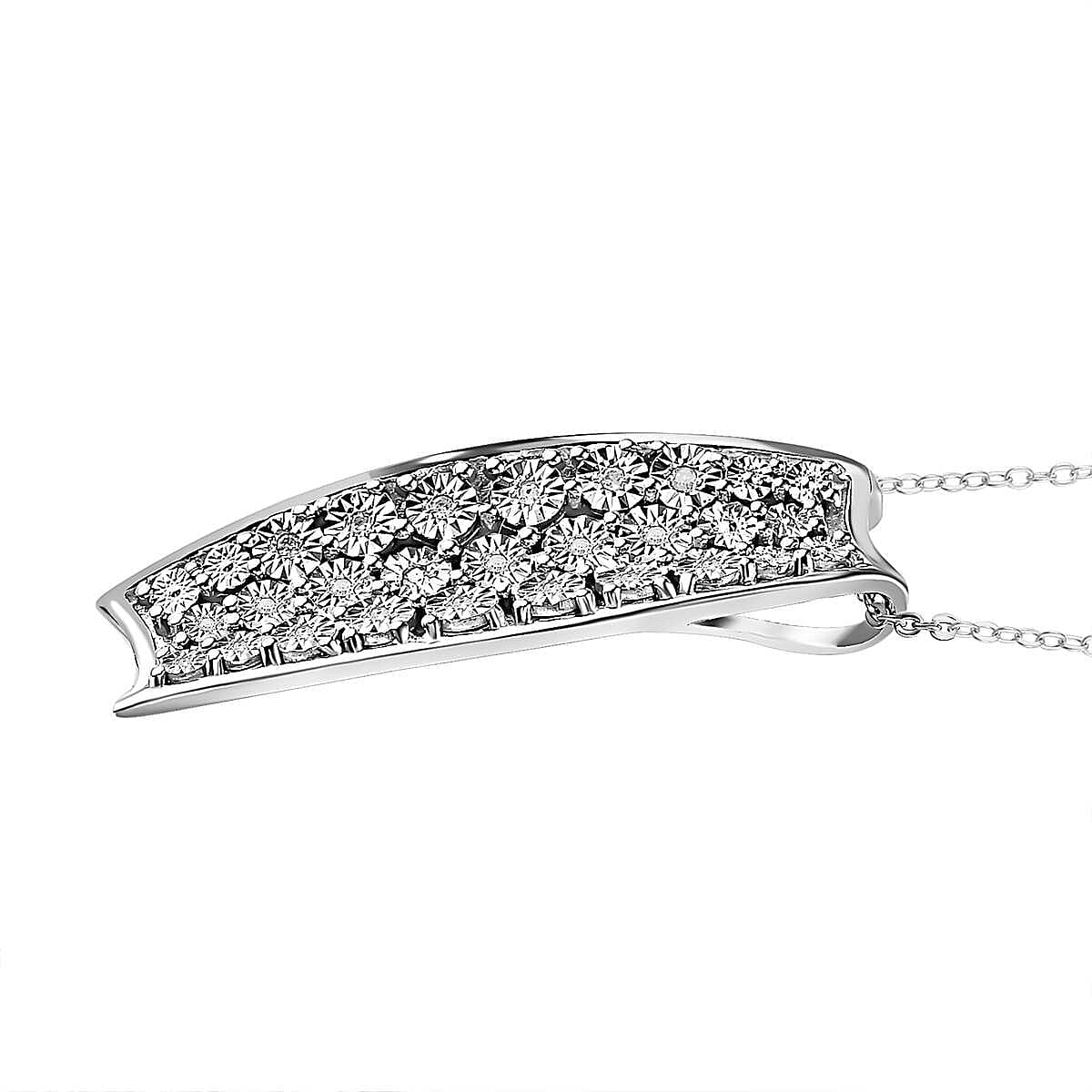 Diamond Pendant with Chain (Size 20) in Platinum Overlay Sterling Silver, Silver Wt. 5.06 Gms 4229356 3