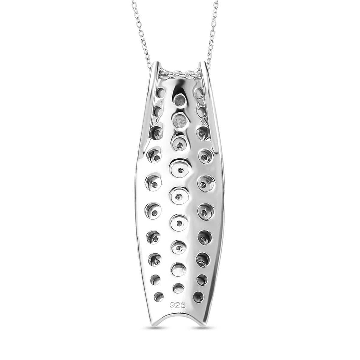 Diamond Pendant with Chain (Size 20) in Platinum Overlay Sterling Silver, Silver Wt. 5.06 Gms 4229356 4