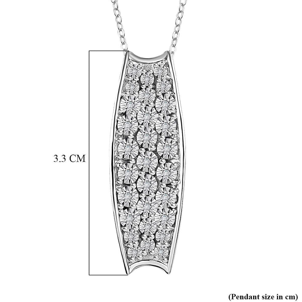 Diamond Pendant with Chain (Size 20) in Platinum Overlay Sterling Silver, Silver Wt. 5.06 Gms