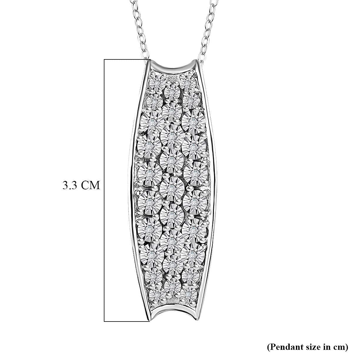 Diamond Pendant with Chain (Size 20) in Platinum Overlay Sterling Silver, Silver Wt. 5.06 Gms 4229356 6