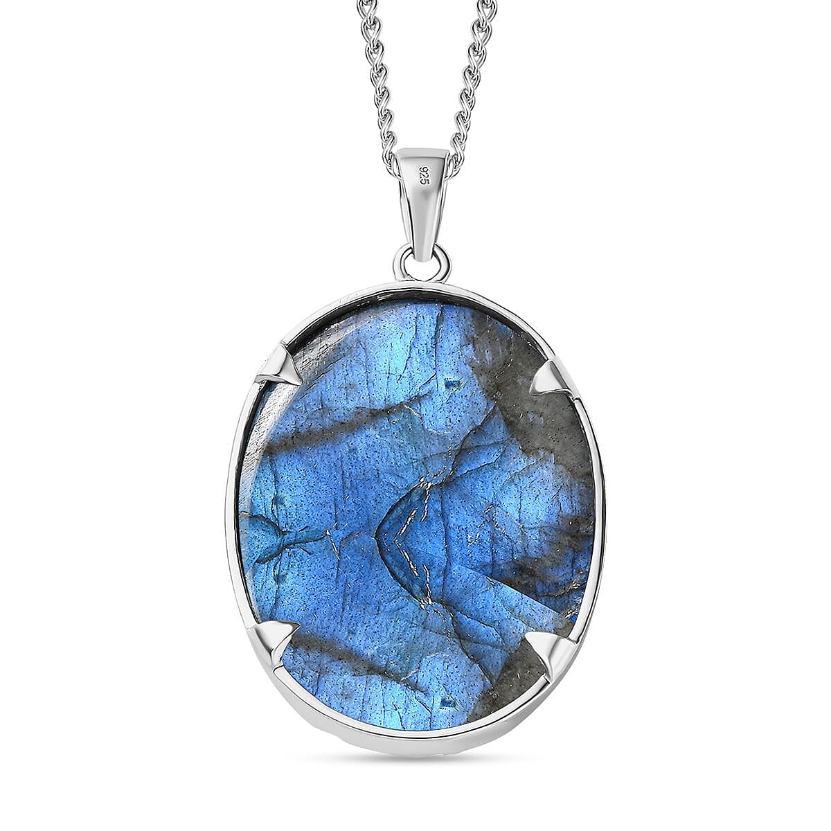 Lapis Lazuli Pendant with Curb Chain (Size 20) in Platinum and 18K Vermeil Yellow Gold Plated Sterling Silver 4233935 5