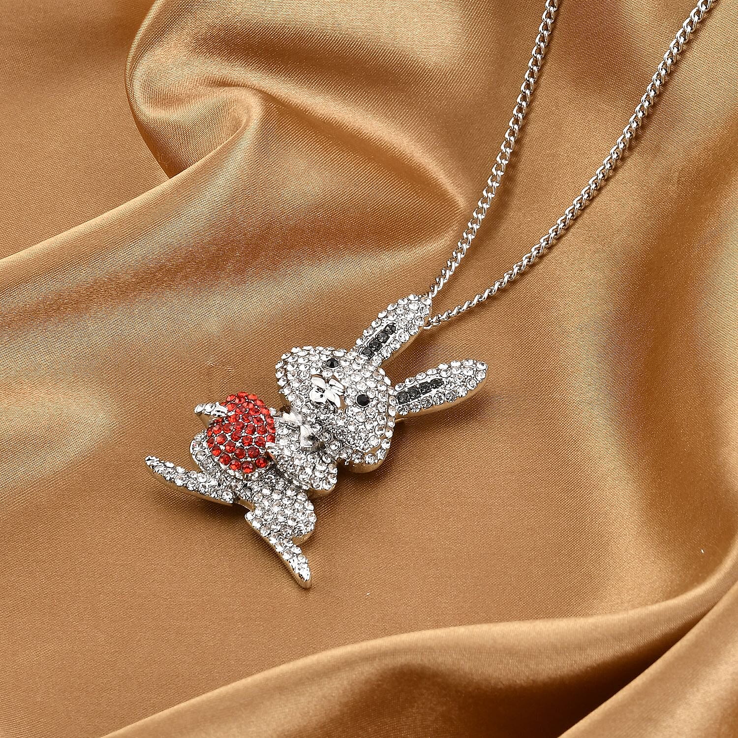 2 in 1 Multicolour Austrian Crystal Bunny Pendant &amp; Brooch in Silver Tone 4238537 2