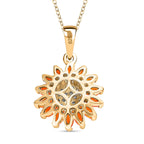 Salamanca Fire Opal & Natural Zircon The Sunflower Pendant with Chain (Size 20) in 18K Gold Vermeil Sterling Silver 1.00 Ct.
