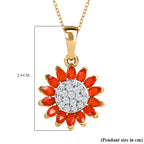 Salamanca Fire Opal & Natural Zircon The Sunflower Pendant with Chain (Size 20) in 18K Gold Vermeil Sterling Silver 1.00 Ct.