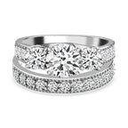 Set of 2 -  White Cubic Zirconia Ring in Rhodium Overlay Sterling Silver 1.38 ct  Silver Wt. 6.25 Gms  4.920  Ct.