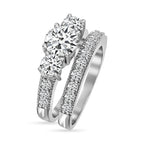 Set of 2 -  White Cubic Zirconia Ring in Rhodium Overlay Sterling Silver 1.38 ct  Silver Wt. 6.25 Gms  4.920  Ct.