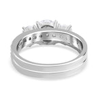 Set of 2 -  White Cubic Zirconia Ring in Rhodium Overlay Sterling Silver 1.38 ct  Silver Wt. 6.25 Gms  4.920  Ct.