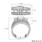 Set of 2 -  White Cubic Zirconia Ring in Rhodium Overlay Sterling Silver 1.38 ct  Silver Wt. 6.25 Gms  4.920  Ct.