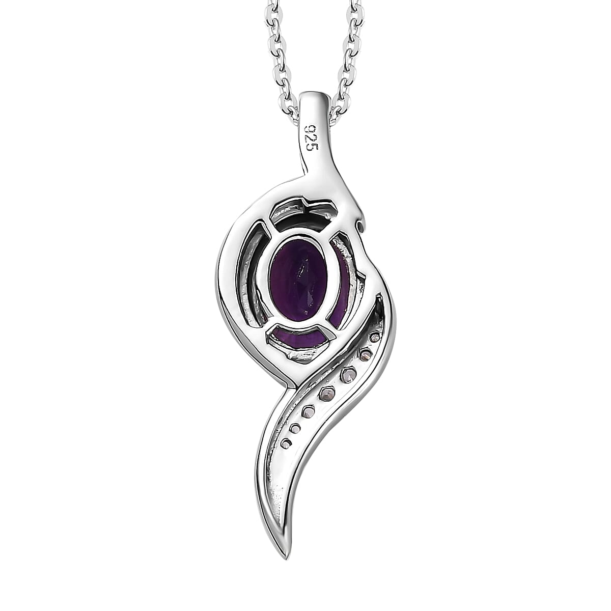 Moroccan Amethyst &amp; Natural Zircon Pendant with Chain (Size 20) in Platinum Overlay Sterling Silver 1.25 Ct. 4244173 4