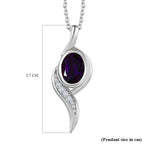 Moroccan Amethyst & Natural Zircon Pendant with Chain (Size 20) in Platinum Overlay Sterling Silver 1.25 Ct.