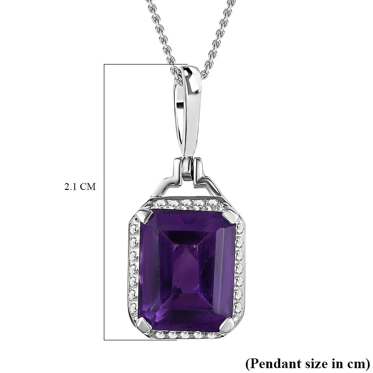 AAA Amethyst Solitaire Halo Pendant with Chain (Size 20) in Platinum Overlay Sterling Silver 2.35 Ct 4249608 6