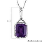 AAA Amethyst Solitaire Halo Pendant with Chain (Size 20) in Platinum Overlay Sterling Silver 2.35 Ct