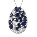 GP Celestial Collection - Masoala Sapphire & Natural Zircon Pendant with Chain (Size 20) in Platinum Overlay Sterling Silver, 6.14 Ct