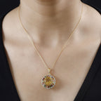 TJC EXCLUSIVE HANABI CUT  - Citrine & Multi Tourmaline Pendant with Chain (Size 20) in 18K Gold Vermeil Sterling Silver 11.20 Ct.