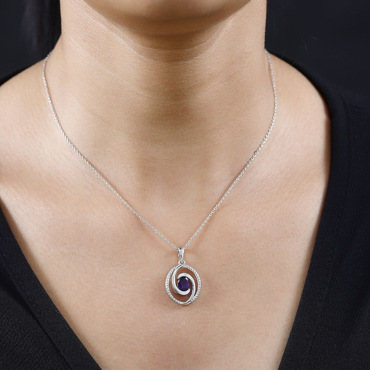 Moroccan Amethyst Solitaire Pendant with Chain (Size 20) in Platinum Overlay Sterling Silver, Silver Wt 5.44 GM 4260966 1