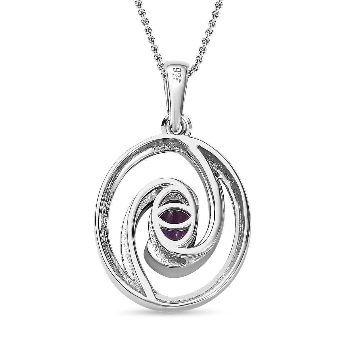 Moroccan Amethyst Solitaire Pendant with Chain (Size 20) in Platinum Overlay Sterling Silver, Silver Wt 5.44 GM 4260966 4