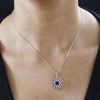 Moroccan Amethyst Solitaire Sun Pendant with Chain (Size 20) in Platinum Overlay Sterling Silver 1.25 Ct.