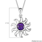 Moroccan Amethyst Solitaire Sun Pendant with Chain (Size 20) in Platinum Overlay Sterling Silver 1.25 Ct.