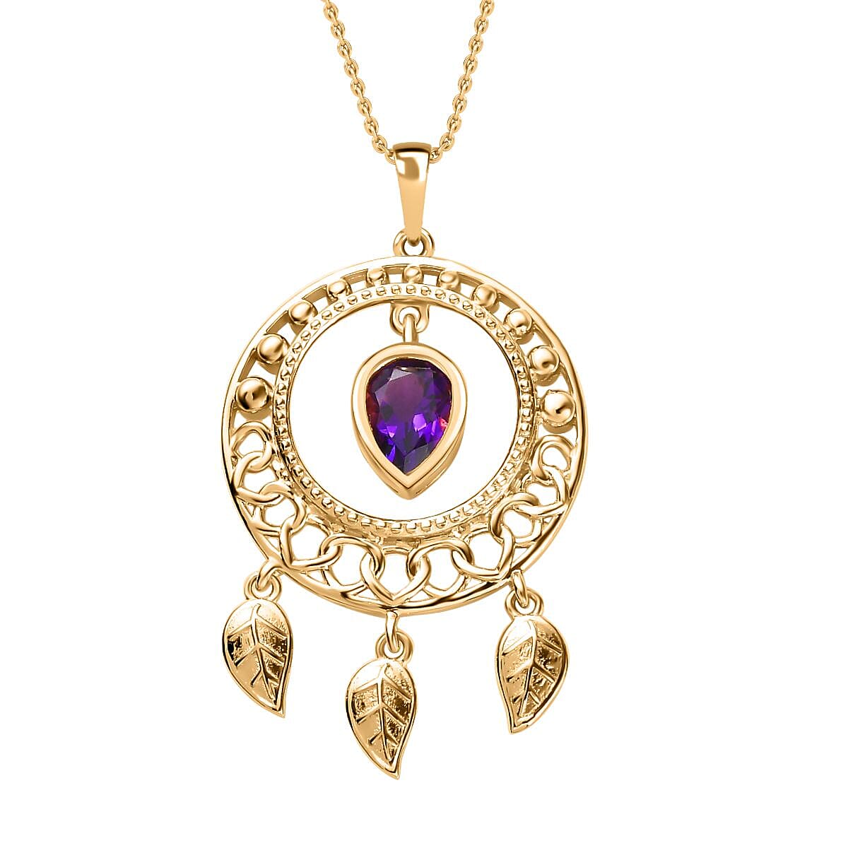 Moroccan Amethyst Pendant with Chain (Size 20) in 18K Vermeil YG Plated Sterling Silver  Wt. 8.17 Gms  1.060  Ct. 4261139 0