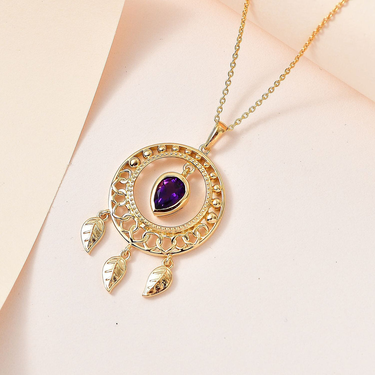 Moroccan Amethyst Pendant with Chain (Size 20) in 18K Vermeil YG Plated Sterling Silver  Wt. 8.17 Gms  1.060  Ct. 4261139 2