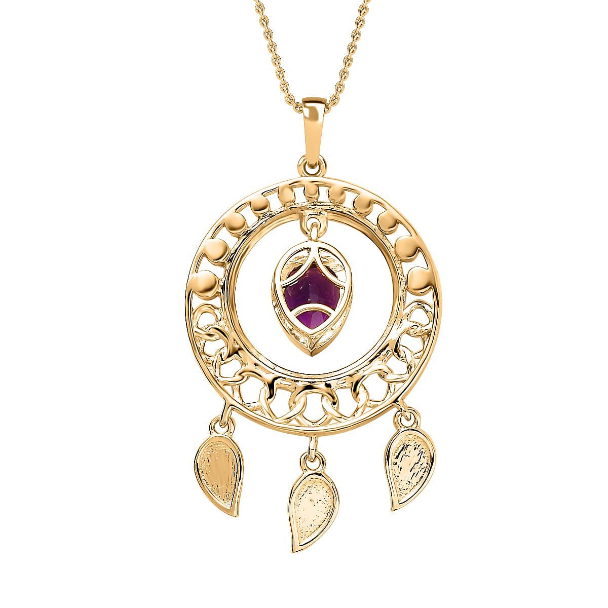 Moroccan Amethyst Pendant with Chain (Size 20) in 18K Vermeil YG Plated Sterling Silver  Wt. 8.17 Gms  1.060  Ct. 4261139 4