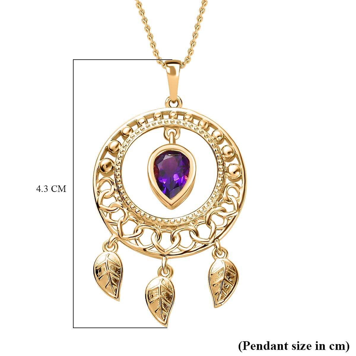Moroccan Amethyst Pendant with Chain (Size 20) in 18K Vermeil YG Plated Sterling Silver  Wt. 8.17 Gms  1.060  Ct. 4261139 5