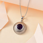 Moroccan Amethyst Solitaire Pendant with Chain (Size 20) in Platinum Overlay Sterling Silver 1.90 Ct.