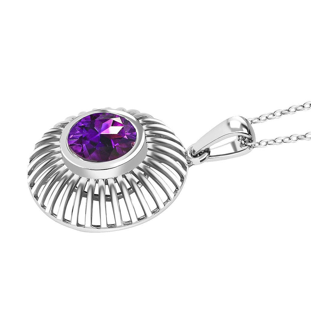 Moroccan Amethyst Solitaire Pendant with Chain (Size 20) in Platinum Overlay Sterling Silver 1.90 Ct.