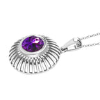 Moroccan Amethyst Solitaire Pendant with Chain (Size 20) in Platinum Overlay Sterling Silver 1.90 Ct.