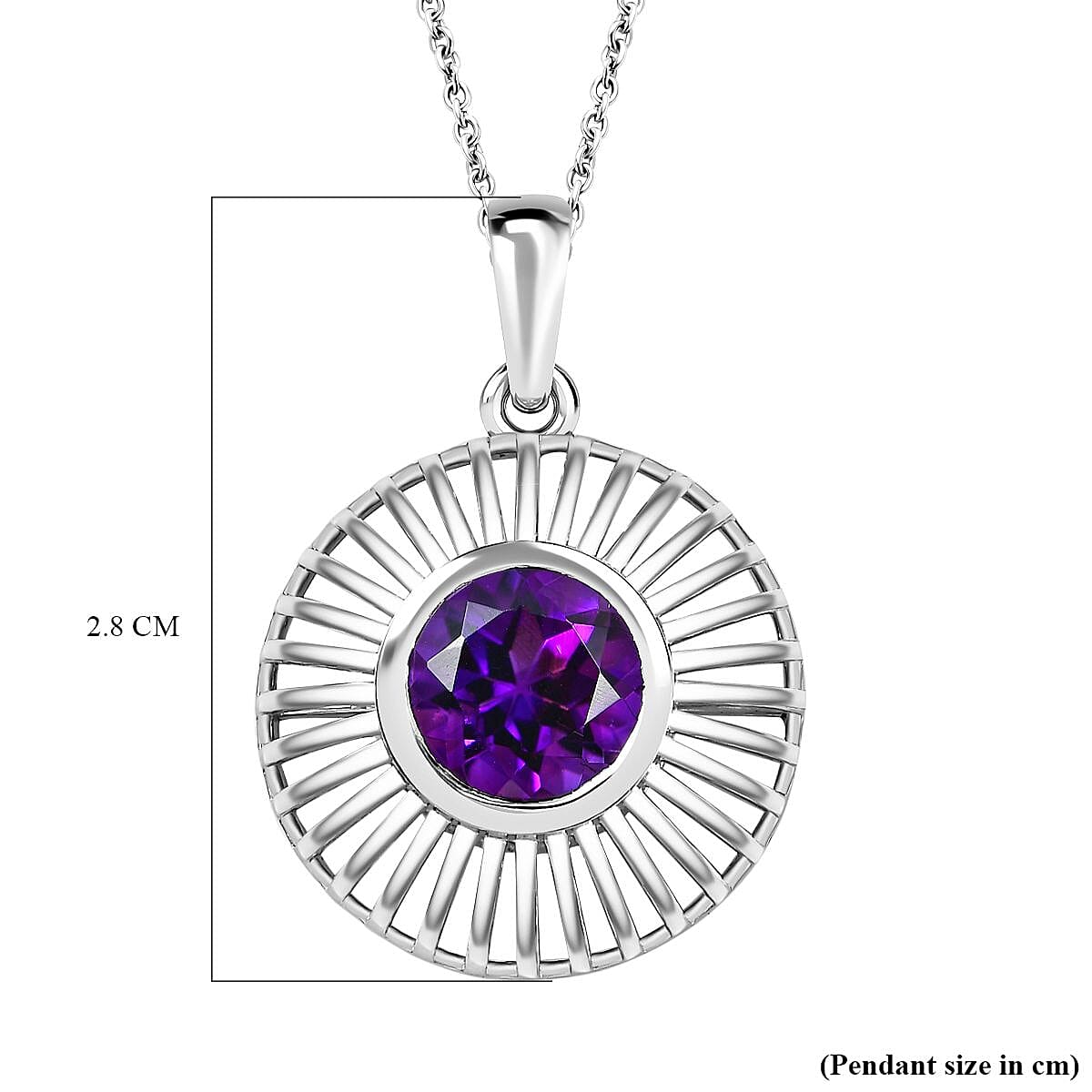 Moroccan Amethyst Solitaire Pendant with Chain (Size 20) in Platinum Overlay Sterling Silver 1.90 Ct. 4262706 5