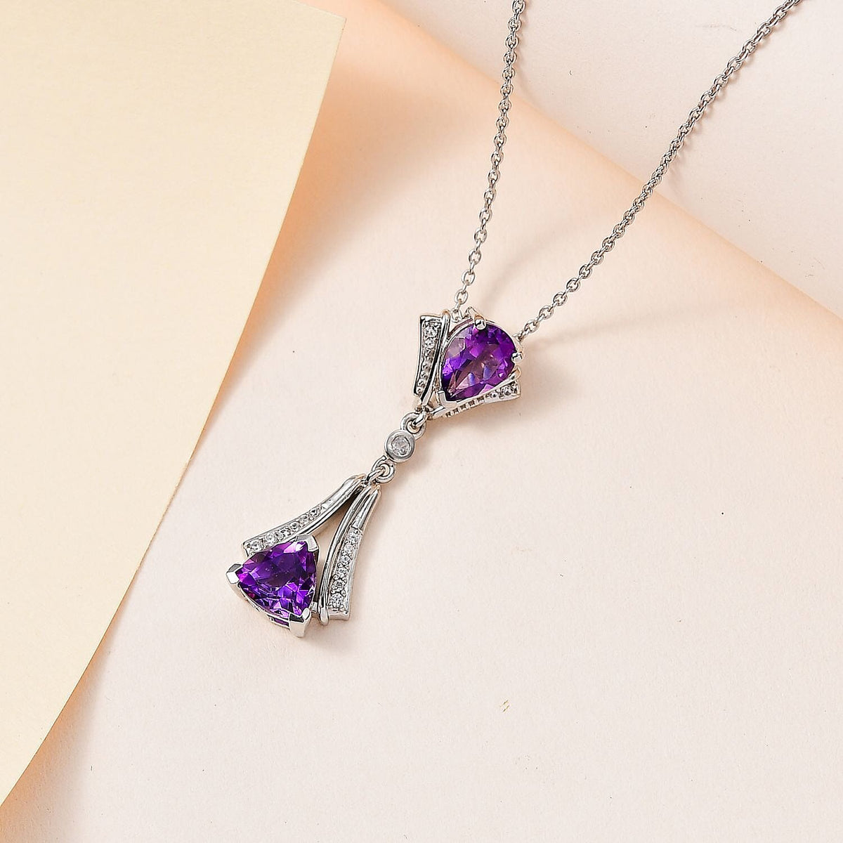 Moroccan Amethyst &amp; Natural Zircon Pendant with Chain (Size 20) in Platinum Overlay Sterling Silver 1.80 Ct, 4262721 2