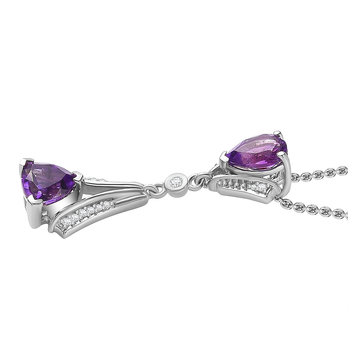 Moroccan Amethyst &amp; Natural Zircon Pendant with Chain (Size 20) in Platinum Overlay Sterling Silver 1.80 Ct, 4262721 3