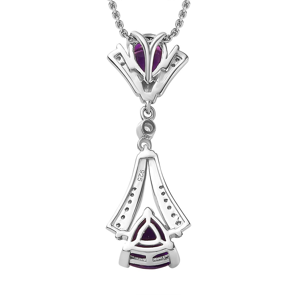 Moroccan Amethyst &amp; Natural Zircon Pendant with Chain (Size 20) in Platinum Overlay Sterling Silver 1.80 Ct, 4262721 4