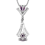 Moroccan Amethyst & Natural Zircon Pendant with Chain (Size 20) in Platinum Overlay Sterling Silver 1.80 Ct,