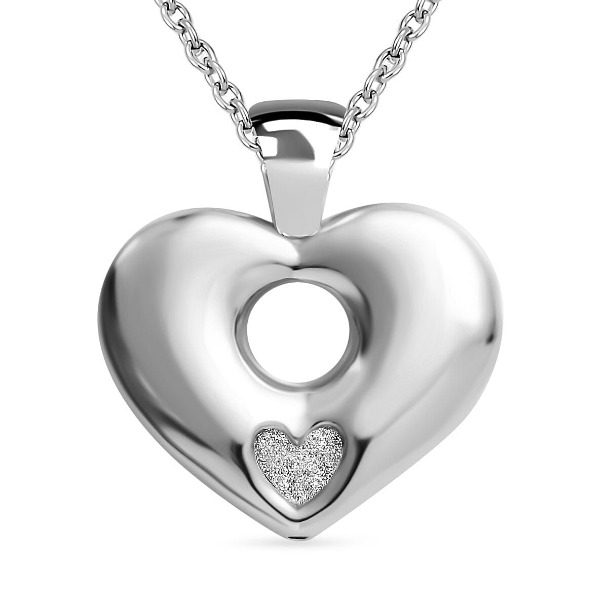 One time Closeout Stardust Heart Pendant in Sterling Silver with Stainless Steel Chain (Size 20) - Silver 4264325 0