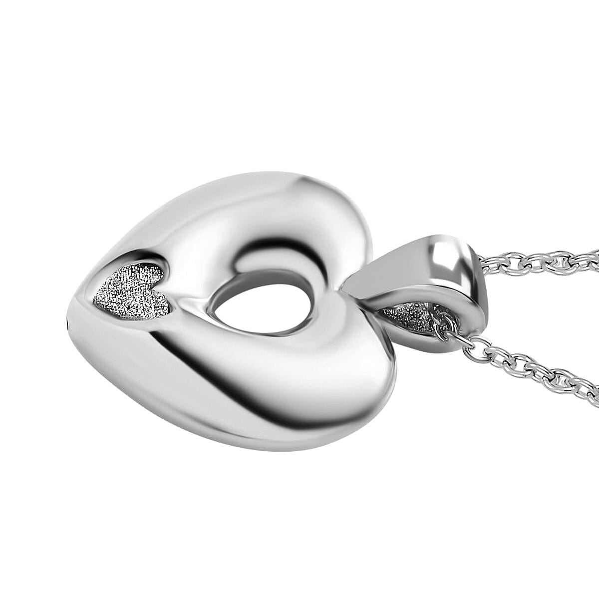 One time Closeout Stardust Heart Pendant in Sterling Silver with Stainless Steel Chain (Size 20) - Silver 4264325 4